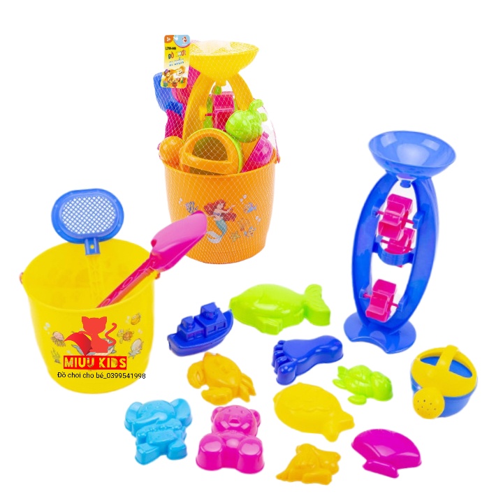 Combo Xô Đi Biển Và Guồng Cát Kèm Khuôn Và Dụng Cụ Xúc Cát Hàng Việt Nam