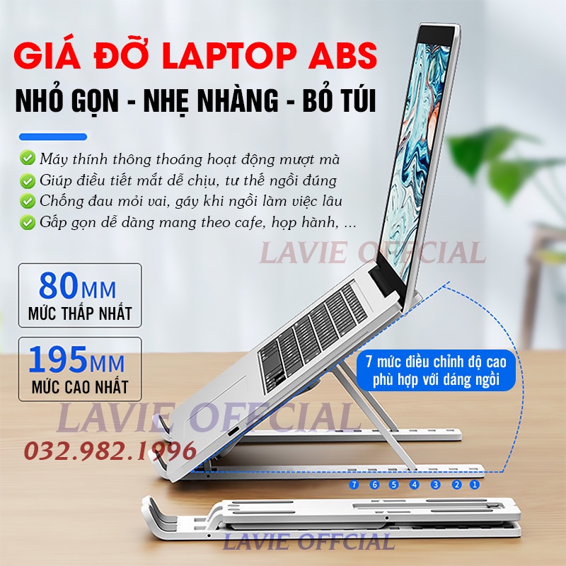 Giá Đỡ Laptop Mini ABS Nhỏ Gọn Bỏ Túi, Đế Tản Nhiệt Laptop Stand Cao Cấp 7 Mức Độ Gọn Nhẹ Siêu Rẻ