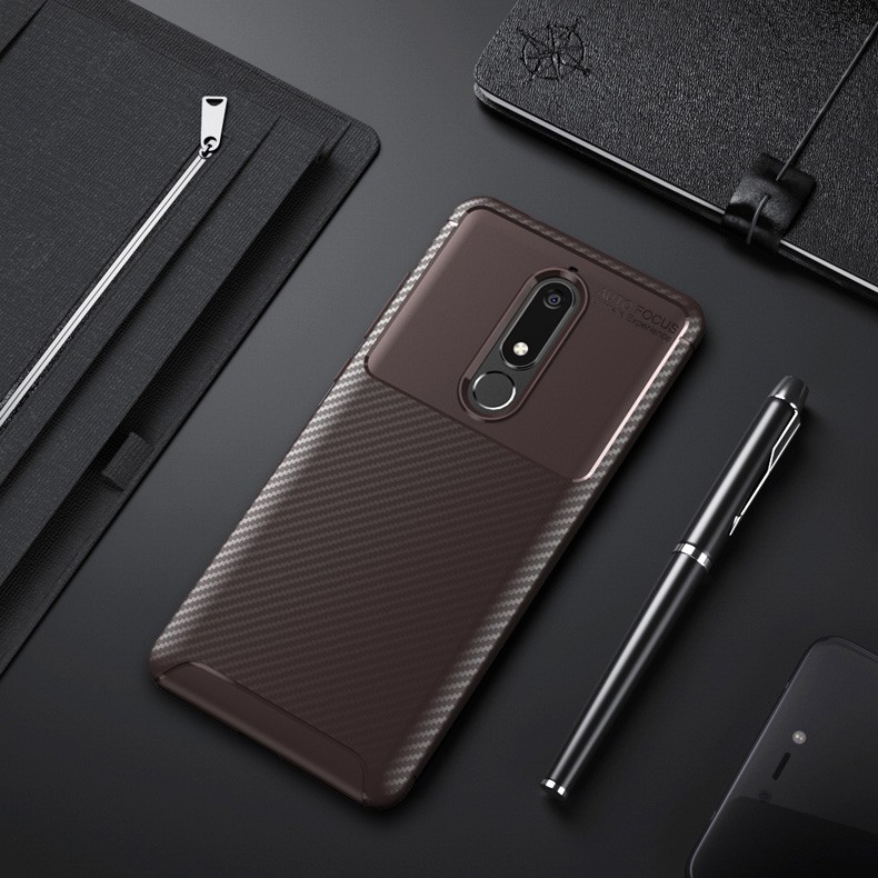 Ốp lưng sợi cacbon xước ngang chống bám bẩn cho điện thoại Nokia 5.1 3.1 2.1 7.1 8.1