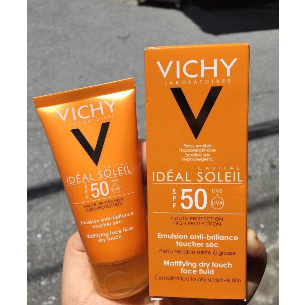Kem chống nắng Vichy Ideal Soleil Mattifying Face Fluid Dry Touch SPF 50 UVA +UVB 50ml
