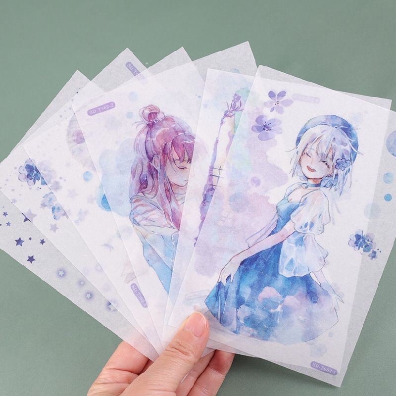 Kimitape 6 tấm sticker hình dán dễ thương nhiều mẫu làm Bullet Journal
