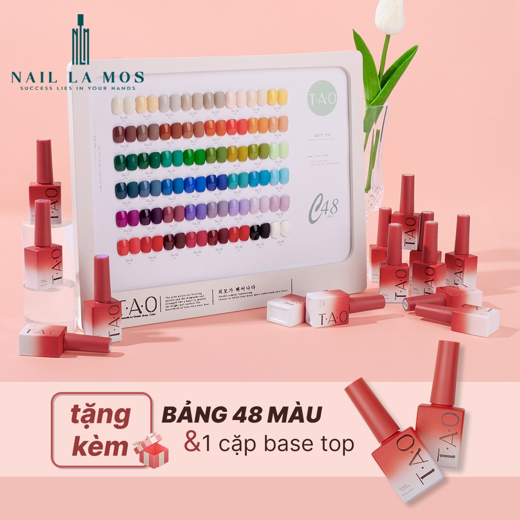 Set sơn gel T.A.O 48 màu chính hãng tông màu Hàn Quốc (tặng kèm bảng màu gỗ và cặp base top)