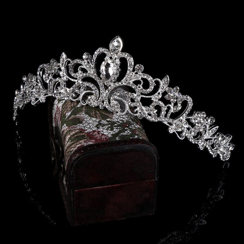 Vương Miện Nữ Hoàng Đính Đá Phong Cách Vintage Cho Cô Dâu