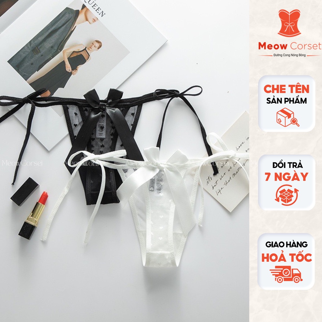Quần lót nữ lọt khe đính nơ sexy gợi cảm C28 [MEOW Corset]