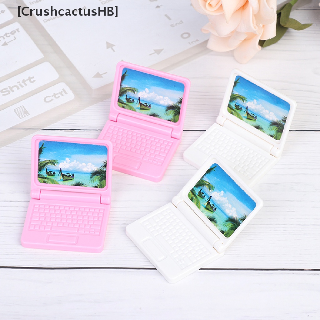 [CrushcactusHB] 2Pcs/Set Simulation Mini Laptop Computer 1:12 Dollhouse Miniature Fashion Crafts Hot Sell