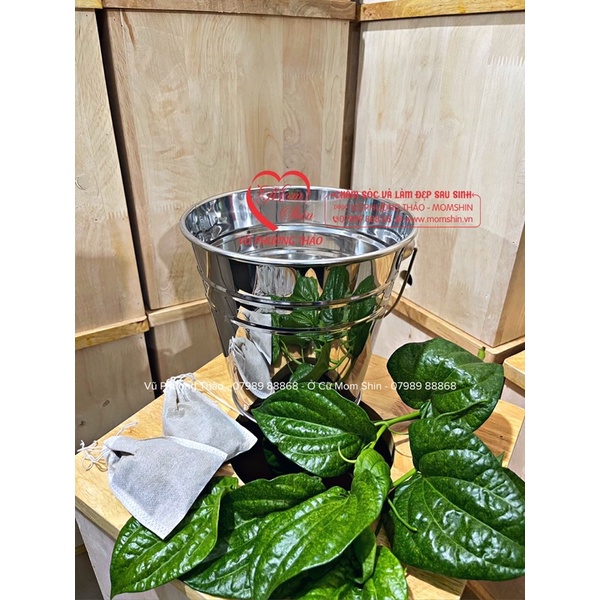 Xô đá inox size 18 | Dùng kèm ghế xông hỗ trợ xông vùng kín | Vũ Phương Thảo Mom Shin | Shop Mẹ Thảo | Ở Cữ Mẹ Shin