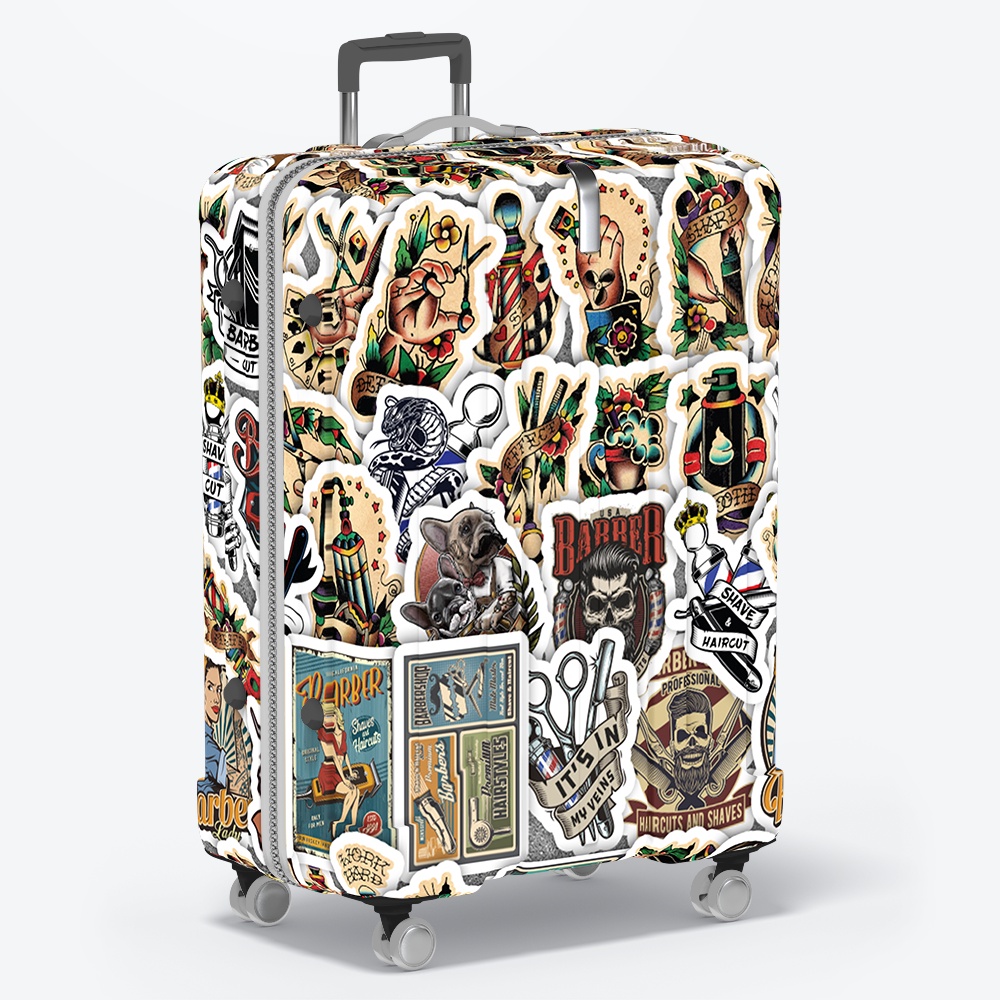Set 50 cái Sticker Baber chống nước, hình dán Baber retro vintage dán vali, điện thoại, laptop