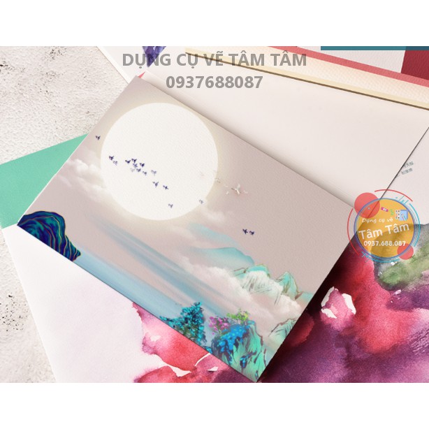 [ TÂM TÂM ]-Sổ vẽ màu nước 300gsm, hotpress, 16 sheets, Potentate-