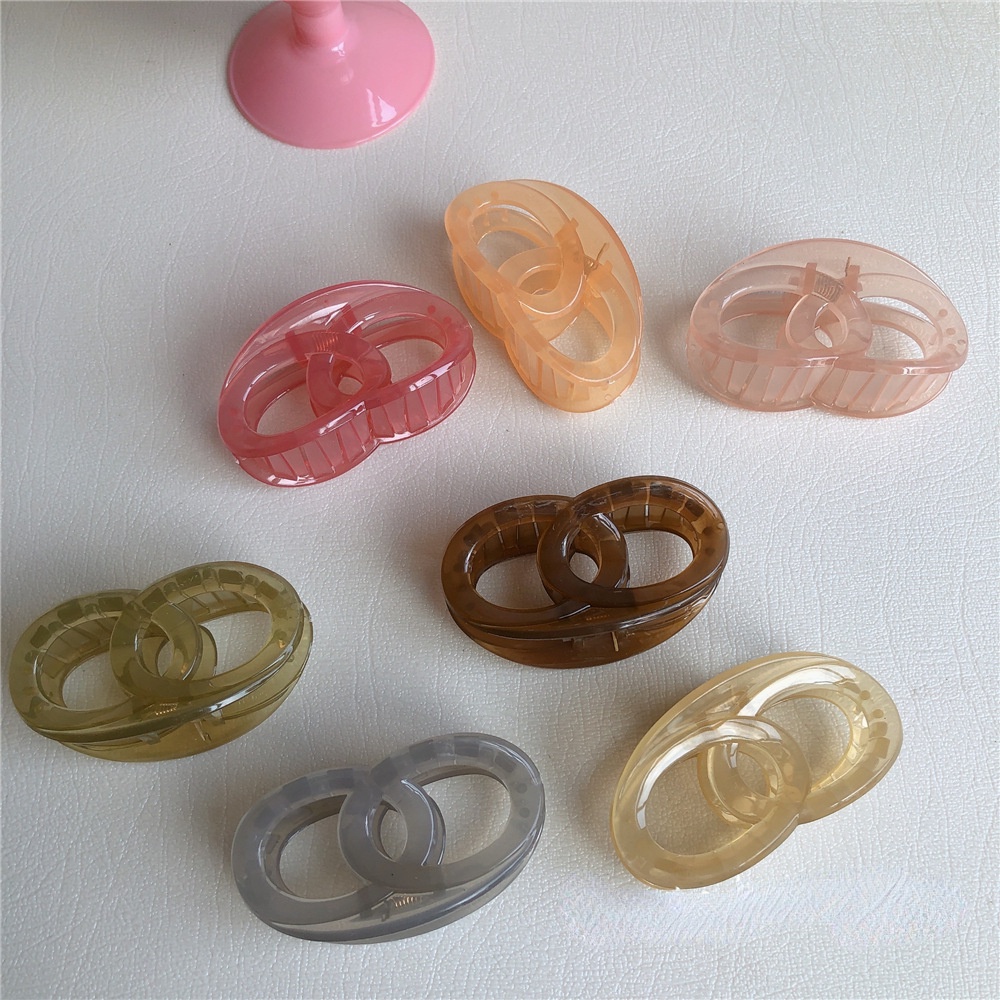 Kẹp Tóc Hai Vòng Tròn Màu Xanh Lá Cây Mù Tạt Phong Cách Hàn Quốc Thanh Lịch