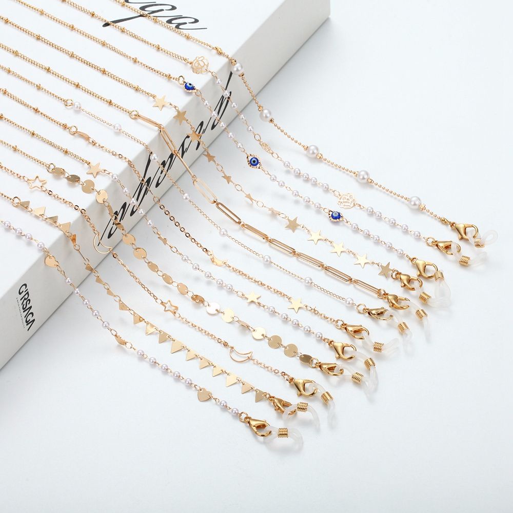 Dây giữ kính bằng kim loại trang trí đá chống rơi kiểu dáng đơn giản thời trang