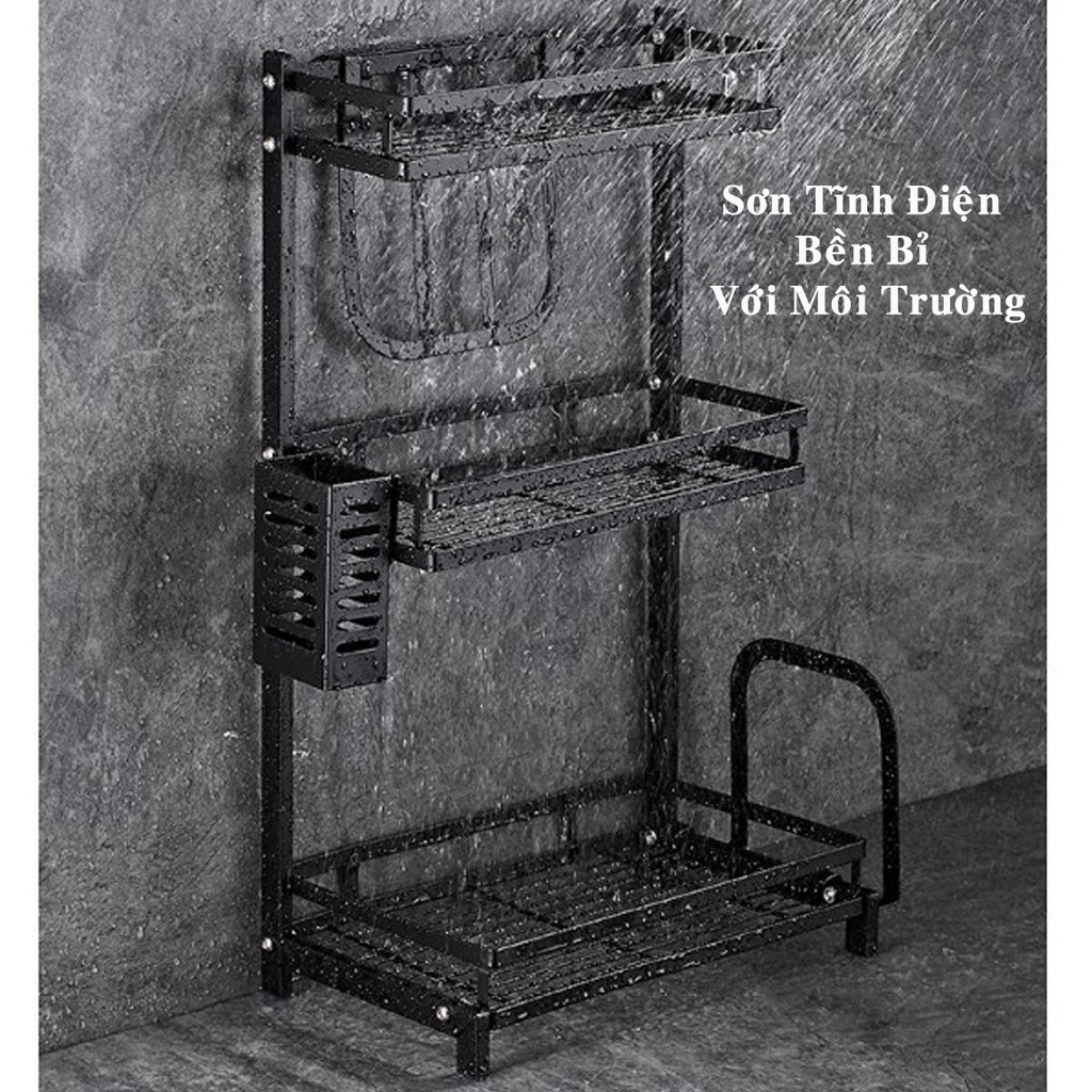 Kệ Để Gia Vị Đa Năng Chữ L 2 Tầng 3 Tầng - Kèm Giỏ Đũa  Giá Để Giao Thớt - Sơn Tĩnh Điện Cao Cấp - Chính hãng miDoctor