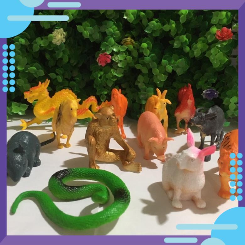 Đồ chơi túi thú 12 con giáp mô hình 3D màu sắc rõ nét cho bé