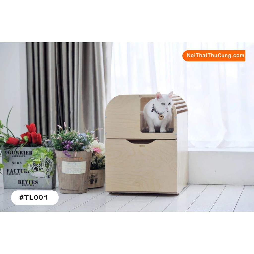 Nhà vệ sinh cho mèo kèm khay đựng cát khép kín chống văng, hạn chế mùi hôi PetZou TL001