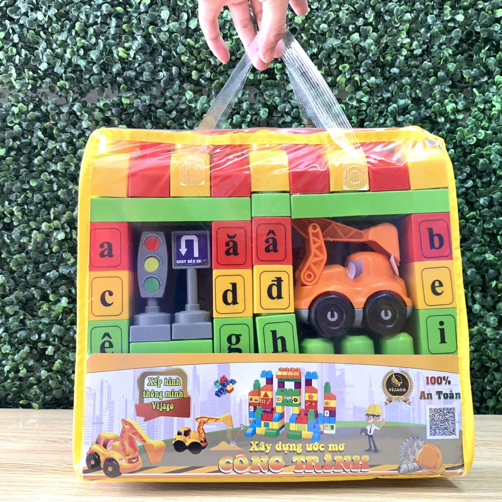 Bộ Xếp Hình Xây Dựng Mơ Ứơc Công Trình Kết Hợp Dạy Chữ Cho Bé Giúp Phát Triển Trí Tuệ