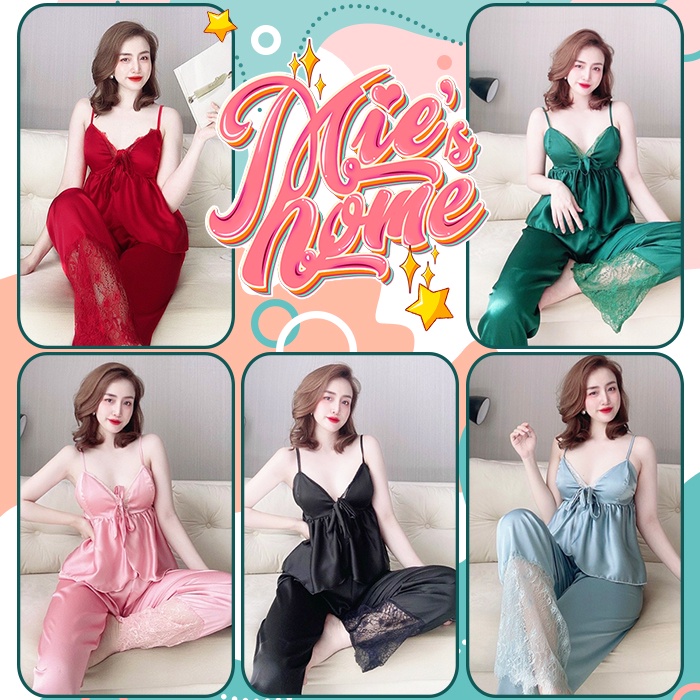 đồ bộ 2 dây mặc nhà ngủ nữ lụa cao cấp siêu mát mịn