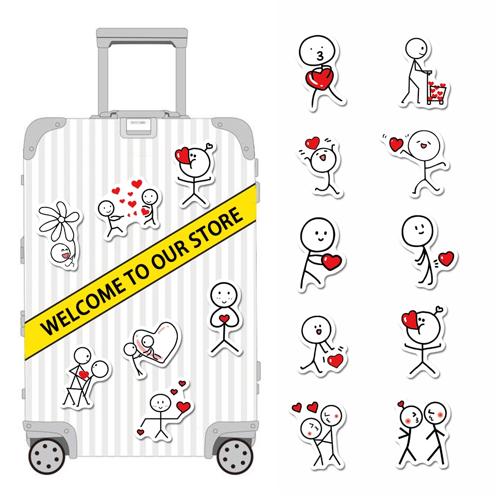 Set 50 miếng dán trang trí cốc nước họa tiết hoạt hình dễ thương chống thấm nước