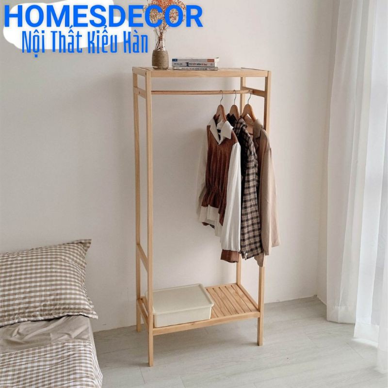 TỦ TREO QUẦN ÁO GỖ CAO SU KIỂU HÀN SIZE 63X150CM