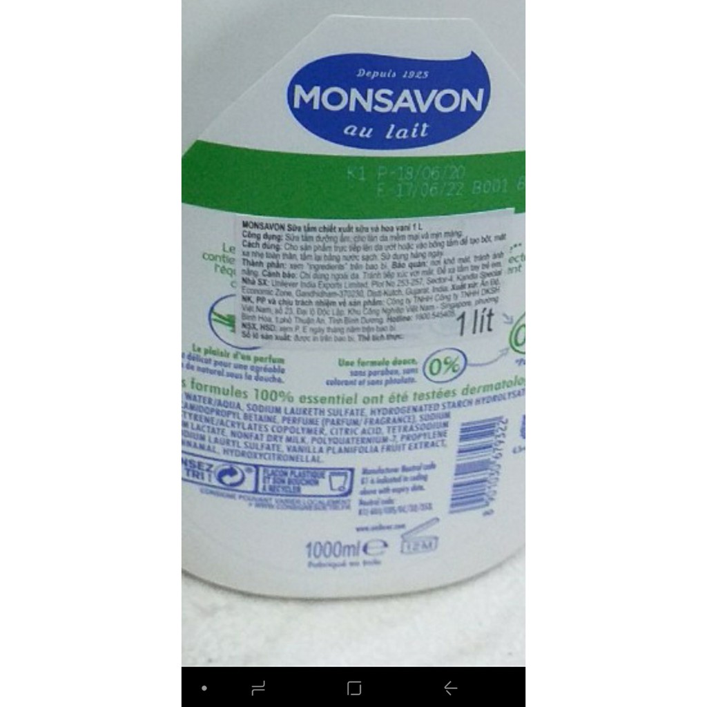 sữa tắm monSavon 1000ml ( mẫu mới)