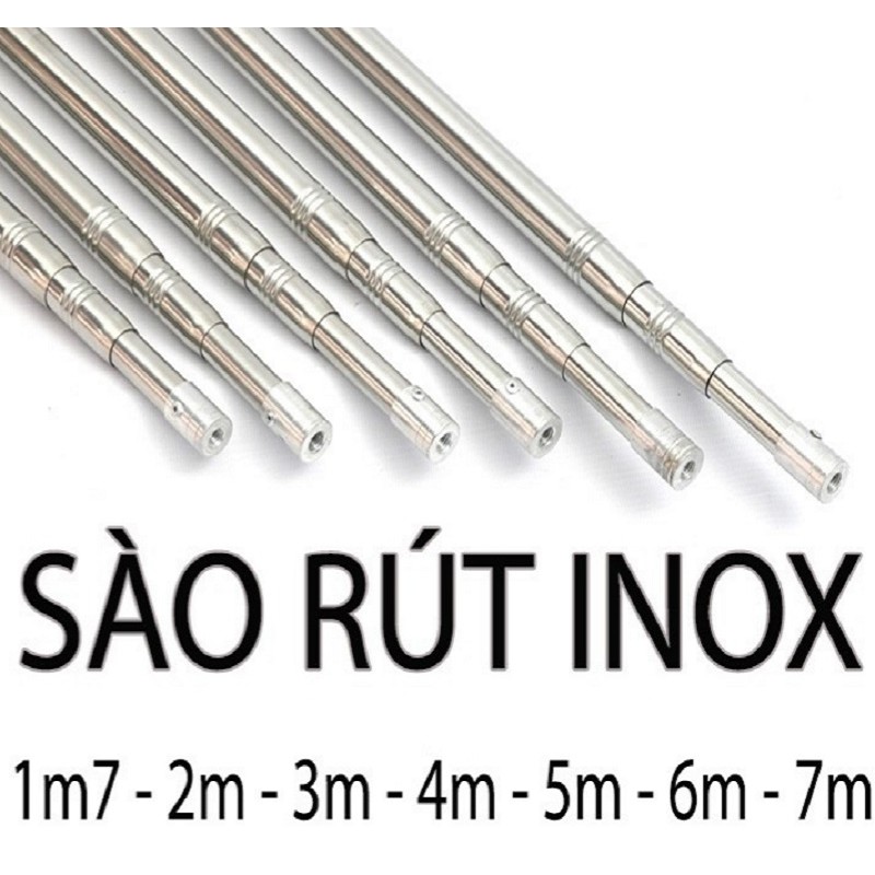 [XẢ KHO TẶNG NGAY MÓC ĐI KÈM] sào rút inox sào phơi đồ inox thanh lý cán vợt câu cá sào chim inox 304 - Hoài My Fishing