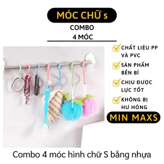 Móc Treo Đồ Đa Năng - Combo 4 Móc Hình Chữ S Bằng Nhựa Có Đầu Tròn, Chịu Lực Tốt 9421 [MINMAXS]
