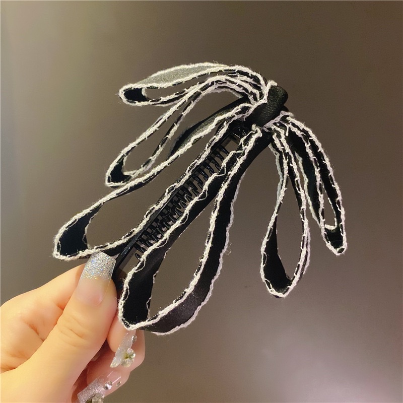 Kẹp dọc phồng tóc lụa mịn viền đen trắng dễ thương K5