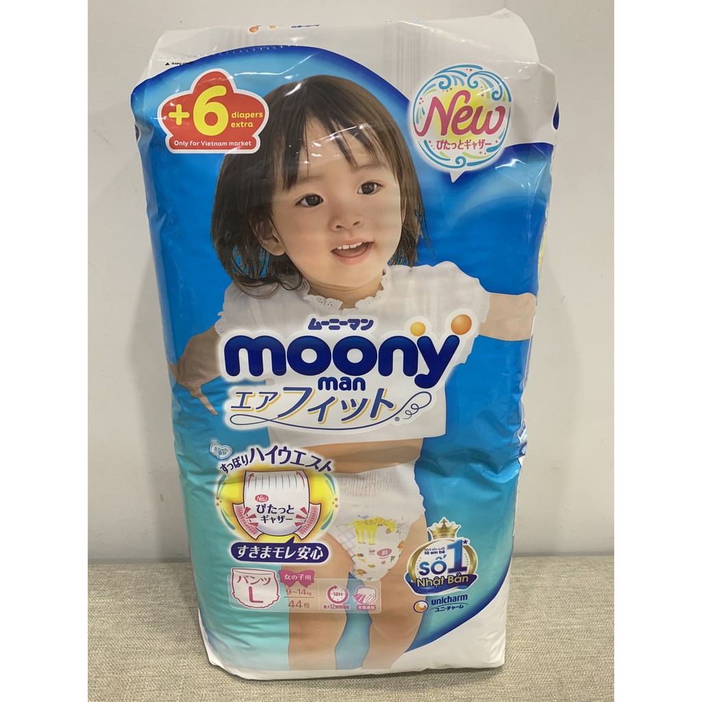 Tã Quần Moony Nhật Cho Bé Gái Size L 44 Miếng (9-14kg)