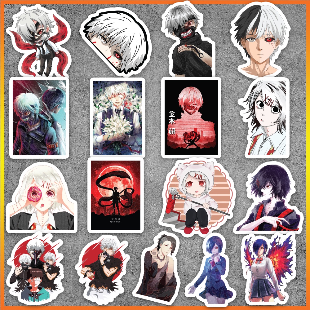 Set 50 cái Sticker Tokyo Ghoul chống nước, Hình Dán Tokyo Ghoul Chibi, Decal Tokyo Ghoul cute dán vali, laptop