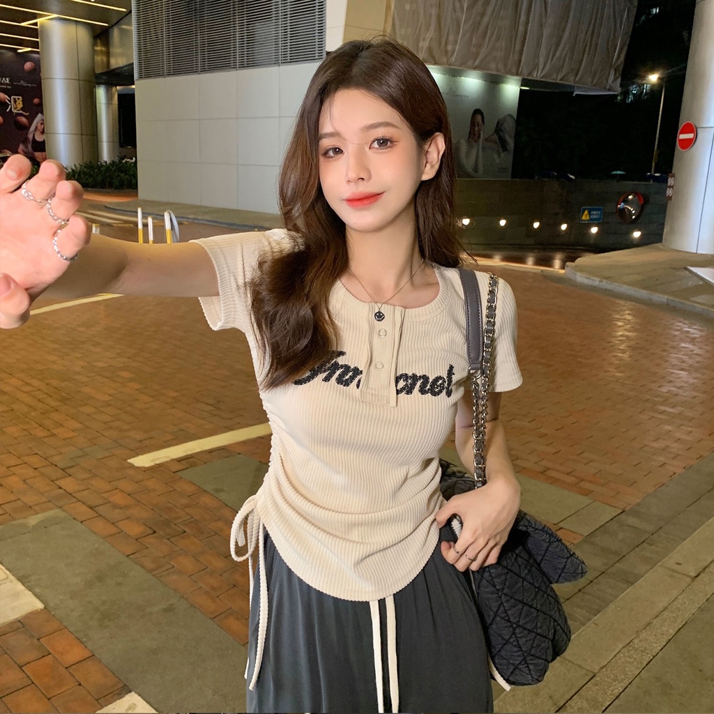 Áo Thun Tay Ngắn Phối Dây Rút Thời Trang 2022 JL-TX-221