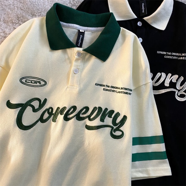 【Miss Sumey】Áo Thun Polo Cotton Tay Ngắn Cổ Đứng Thêu Chữ Tiếng Anh Màu Sắc Phong Cách Hàn Quốc Dành Cho Nữ