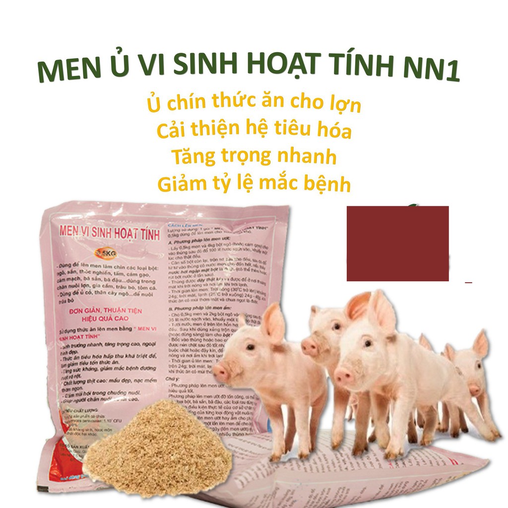 [ Hàng Chính Hãng]  MEN VI SINH Ủ THỨC ĂN CHĂN NUÔI NN1 (1 kg và 0.5 kg)