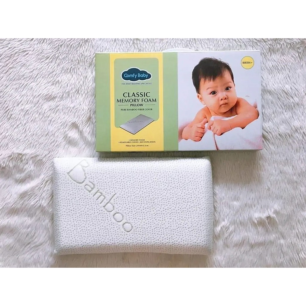 DEAL HOT ! Gối cao su non chống ngạt vỏ sợi tre Bamboo thấm hút mồ hôi tốt Comfybaby