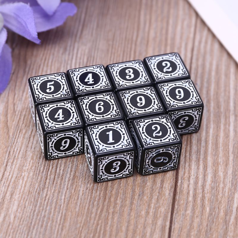 Set 10 viên xúc xắc đa diện 6 mặt WMMB D6