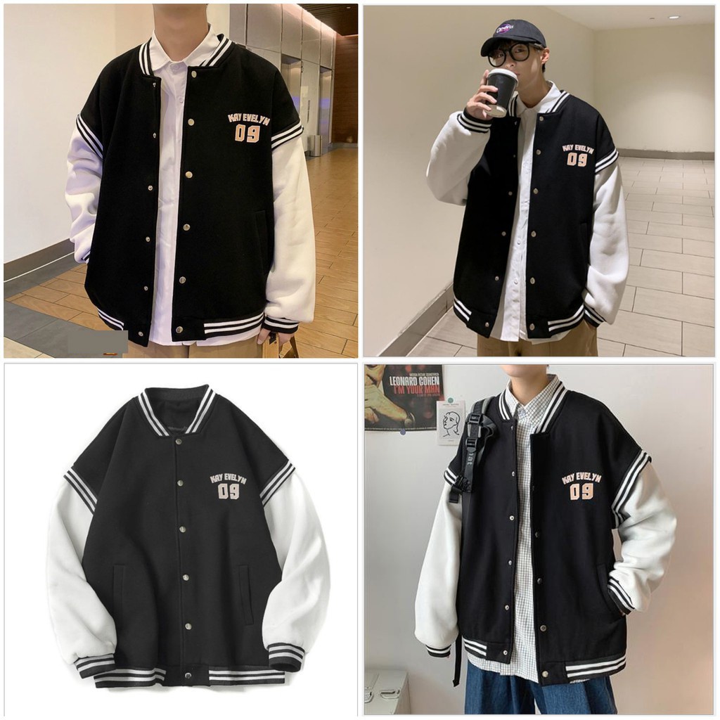 Áo bomber khoác 09 chất nỉ cao cấp , áo khoác nỉ phối tay trắng nam nữ - kameco