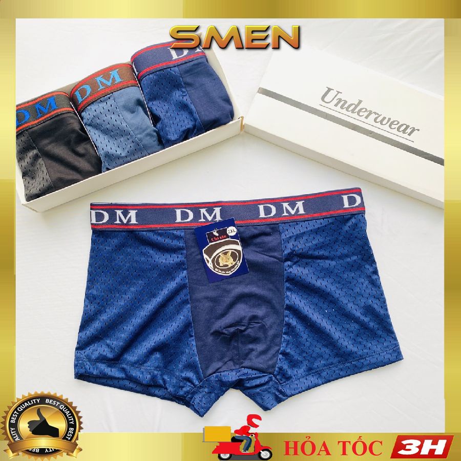 Quần lót nam boxer thông hơi mềm mại, Quần sịp đùi nam thông hơi cao cấp, Quần xịt nam boxer thông hơi ST02 SMEN