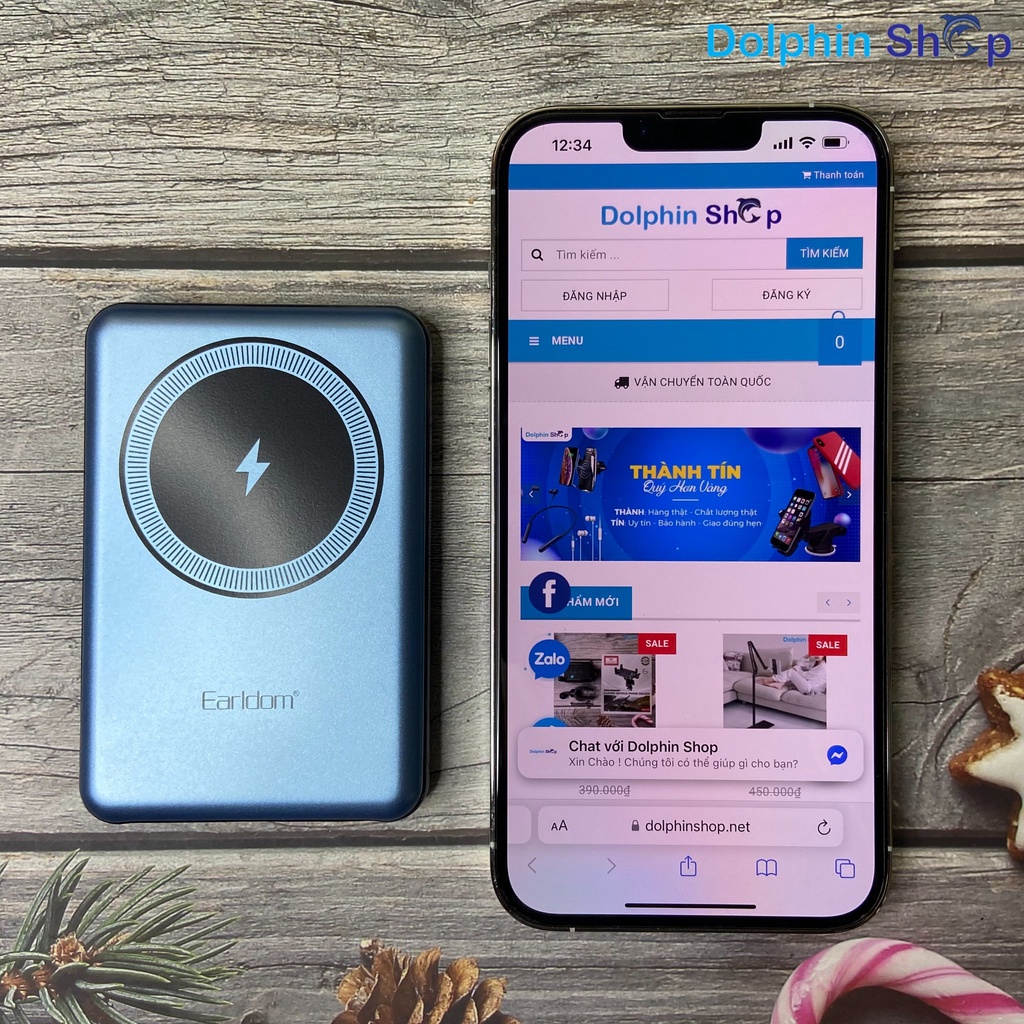 Sạc Dự Phòng Không Dây Earldom PD12 Từ Tính 5.000mAh Thiết Kế Sang Trọng