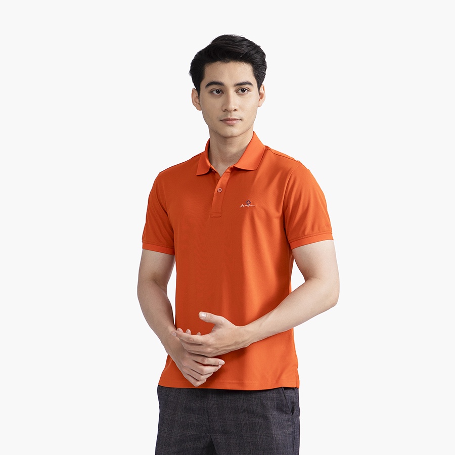 Áo polo nam ARISTINO dáng Regular fit suông nhẹ, màu cam trẻ trung nổi bật, dệt Jacquard thời trang - APS097S2