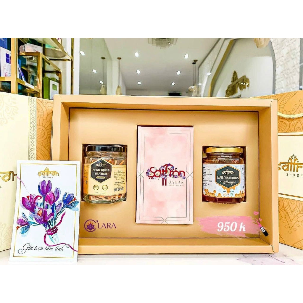 [SET QUÀ] Nhụy Hoa Nghệ Tây SAFFRON SALAM 1Gr + mật ong đông trùng hạ thảo