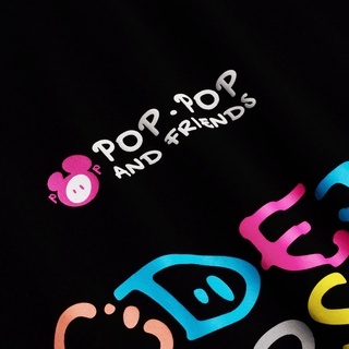 Áo Thun POPPOP RAINBOW ALPHABET TEE BLACK