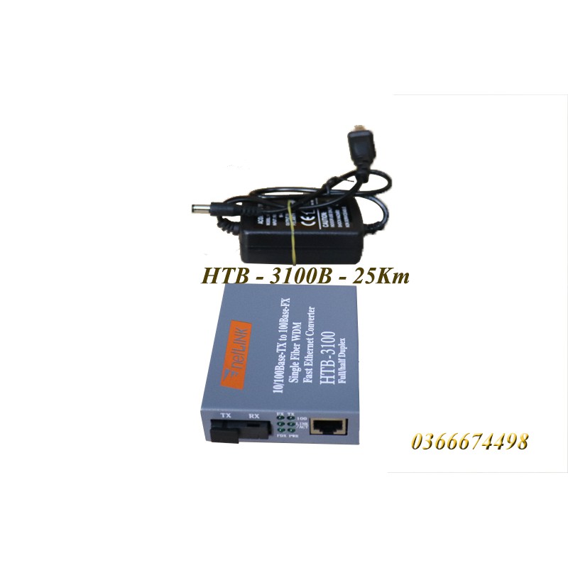 Thiết Bị Chuyển Đổi Quang Điện 1 Sợi Media Converter 1FO 1Q 1LAN 100Mbps Netlink HTB-3100AB