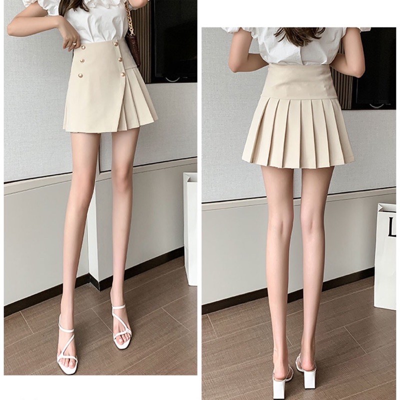 Chân váy chữ A Basic kết hợp xếp ly phối khuy trẻ trung CV902 | BigBuy360 - bigbuy360.vn