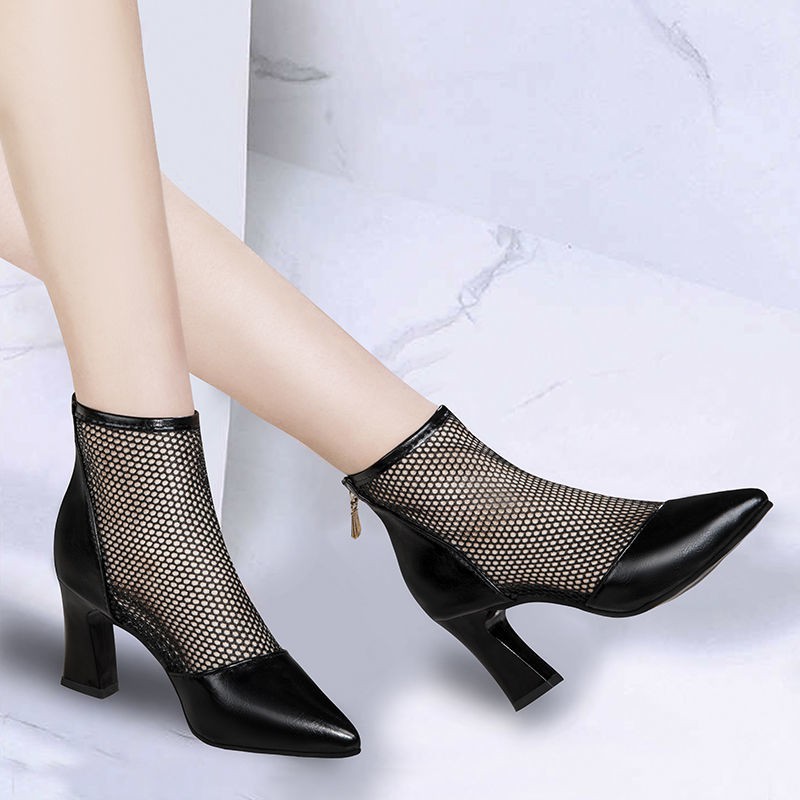 giày sandal 7cmgiày caoGuốc/Dép nữdép cao từgiày 7cmgiày nữ caodép đế caodép gótdép thời trang GiàyGiàyDép Nữ ❈♧Thick-heeled high-heeled Roman sexy hollow sandals female spring/summer 2021 new mesh Baotou all-match women’s shoes