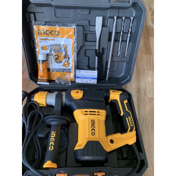 1500W Máy Khoan Đục Bê Tông INGCO RH150028 | Đầu gài SDS, khoan tối đa bê tông 32mm