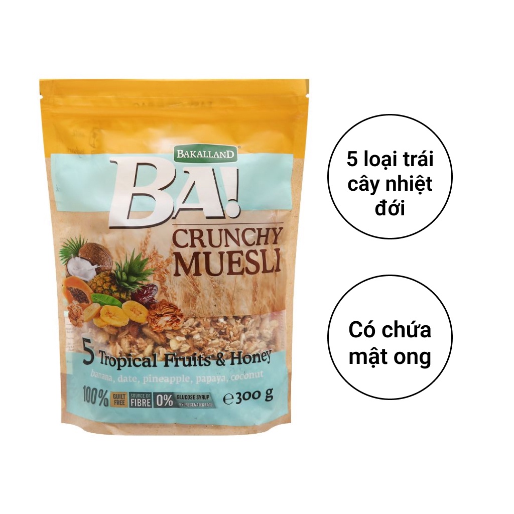 Ngũ Cốc Bakalland Muesli - Túi Zip 300G (5 loại)