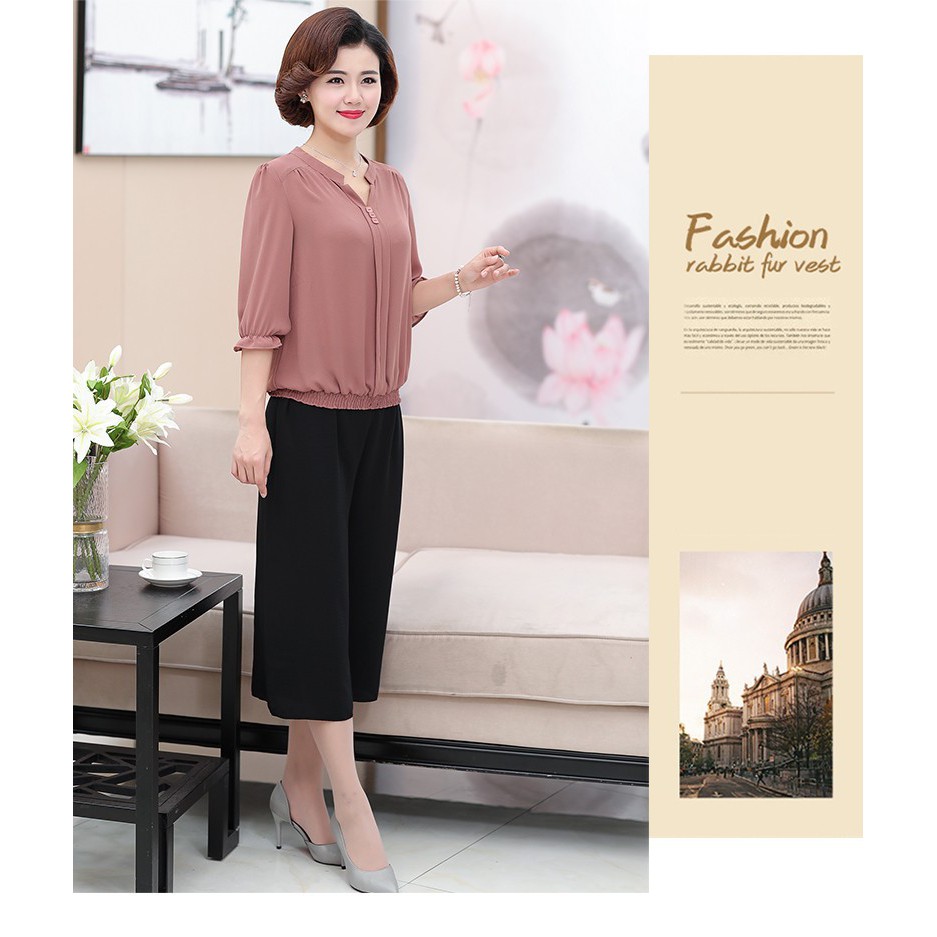 áo trung niên tay lửng giấu bụng cho người lớn tuổi  (thời trang trung niên anitagreen) tk212n | BigBuy360 - bigbuy360.vn