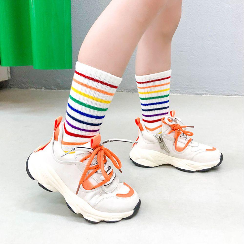 Vớ Cotton Mềm Mại Họa Tiết Sọc Nhiều Màu Thoải Mái Cho Bé Gái