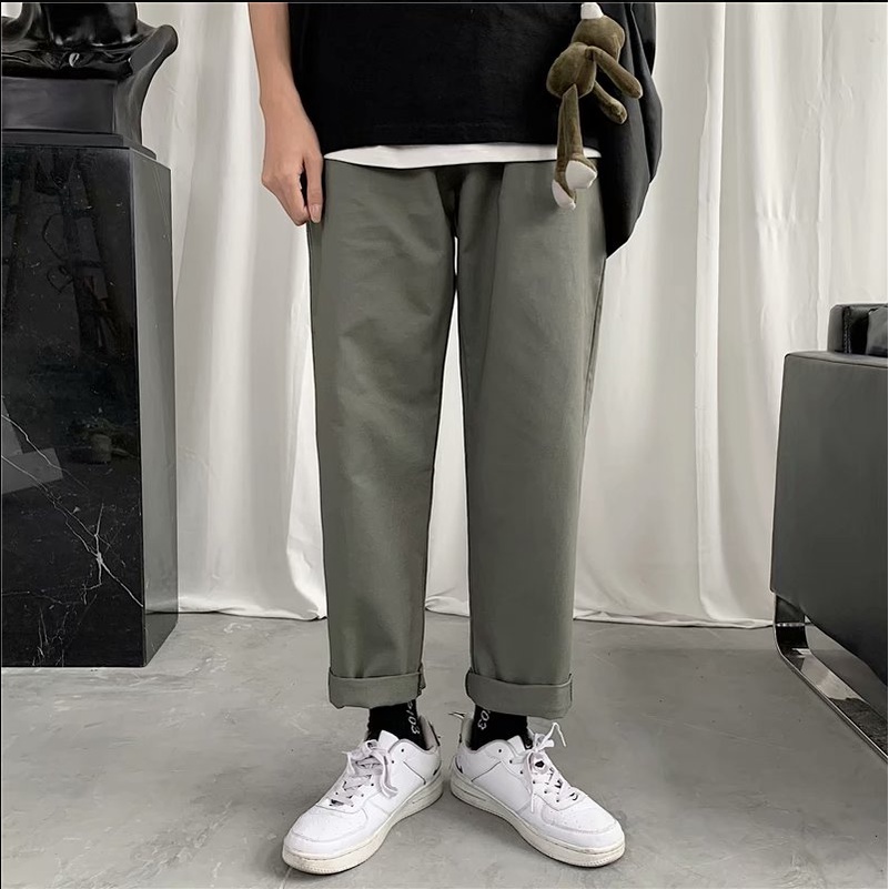 đơn sắc Thời trang quần tây nam và nữ rộng rãi giản dị phong cách Hàn Quốc unisex Hợp thời trang Quần ống suông đơn sắc