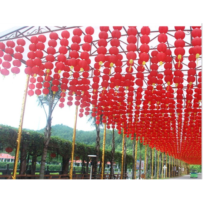 Đèn lông vải đỏ liền 5 quả  20x100cm độc đáo