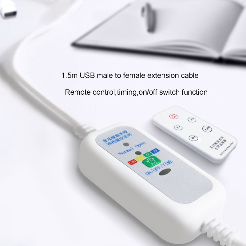 Cáp Nối Dài 5V Cổng USB Kèm Điều Khiển Từ Xa 2-12 Giờ Cho Quạt Đèn LED USB 1.5m