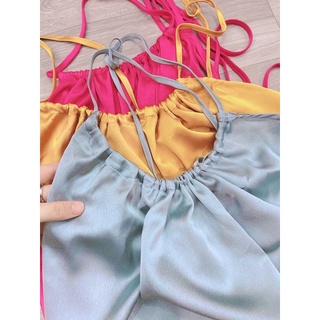 VN696 - VÁY MAXI LỤA CỔ YẾM BUỘC MIX DÂY TÓC