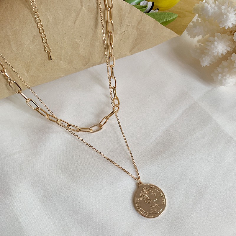 vòng cổ Hai Lớp Đính Đồng Xu C60